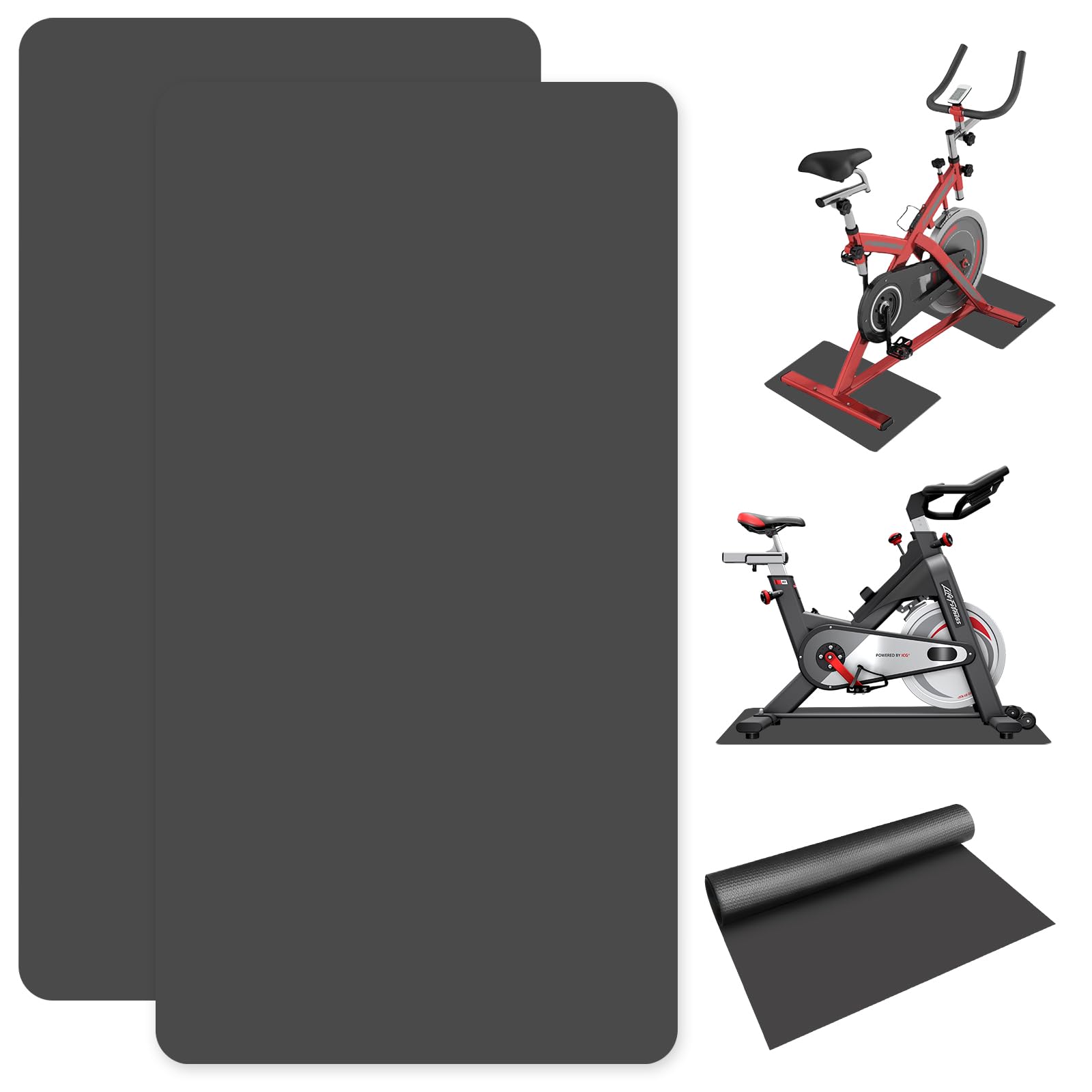 Tappetino protettivo per tapis roulant: 2 pezzi, 60 x 30 cm, tappetino antiscivolo da 3 mm, tappetino di protezione per attrezzature sportive, tappetino antiurto per cross trainer