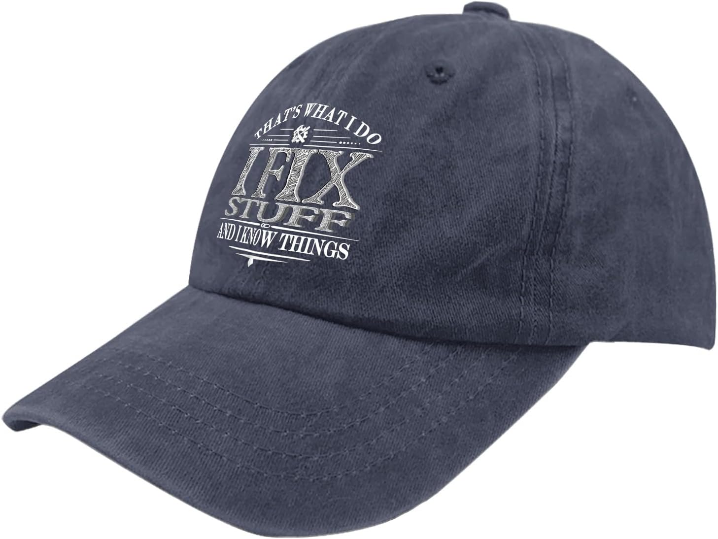 That's What I Do, I Fix Stuff and I Know Things Hat 80s Hat Navy Blue Mens Hats and Caps Gifts for Daughter Running - Image 2