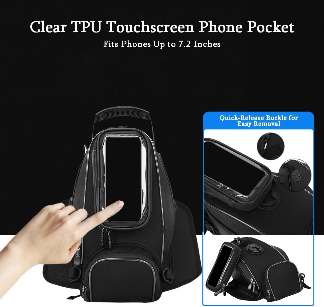 Motorcycle Tank Bag for Honda SP125 2022-2023, Large Capacity Storage with Touchscreen Phone Pocket, Multi-Pocket Design for Riding