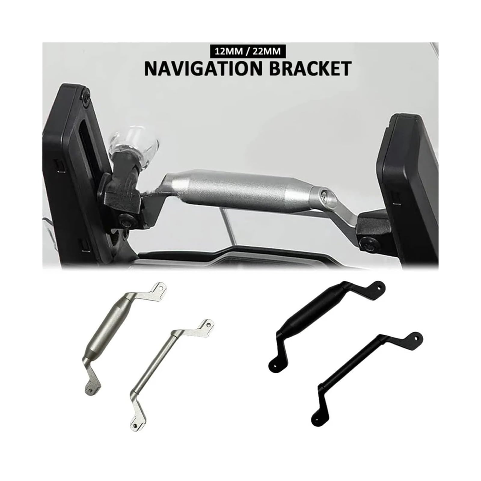 Soporte Montaje Navegación Soporte Teléfono Navegación Powstation Soporte Teléfono Móvil Aleación Aluminio, Soporte Para Bicicleta De Montaña, Soporte Clip Manillar Motocicleta Teléfono(Wireless Silve