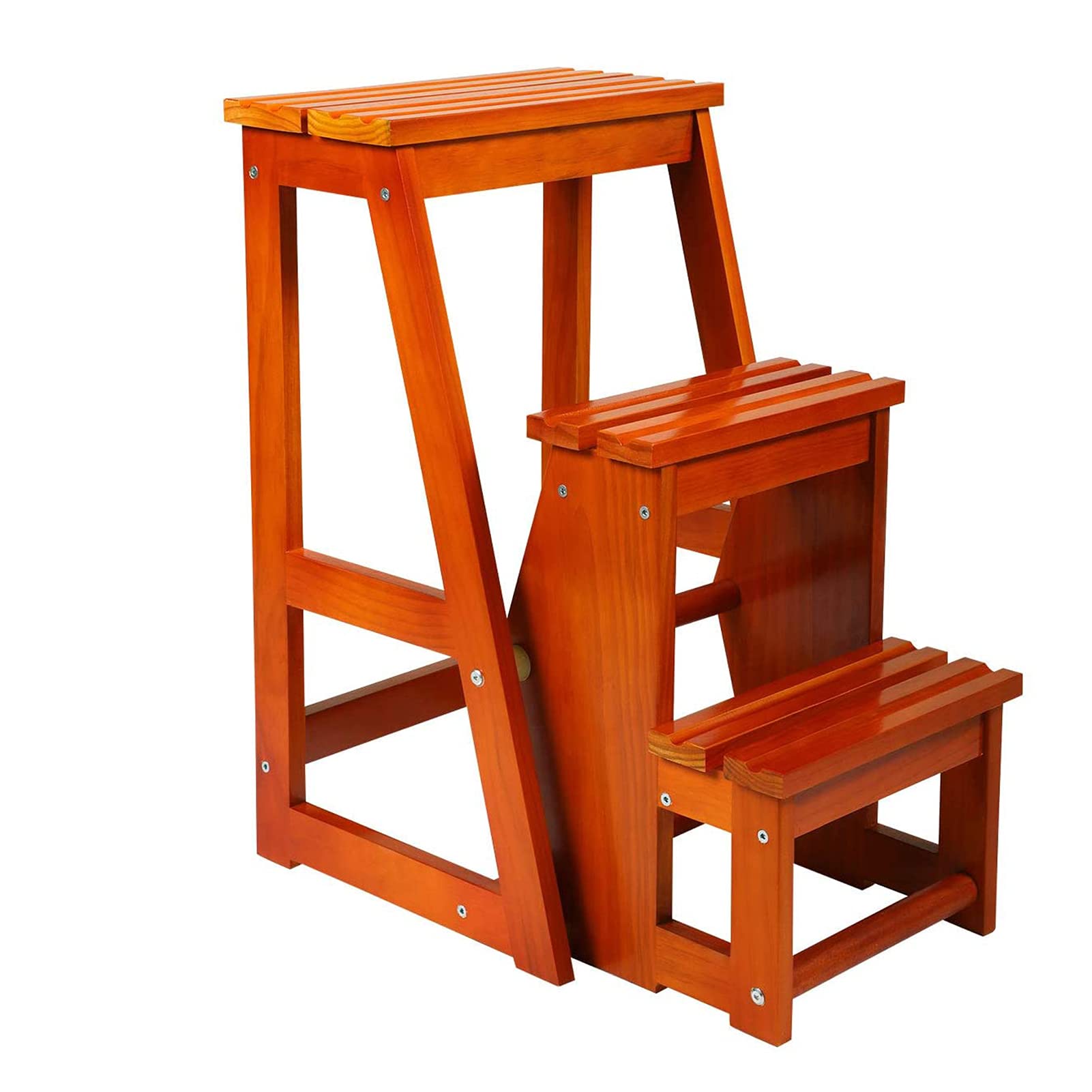 Escalera de tijera portátil y plegable hecha de madera multifuncional para espacios pequeños