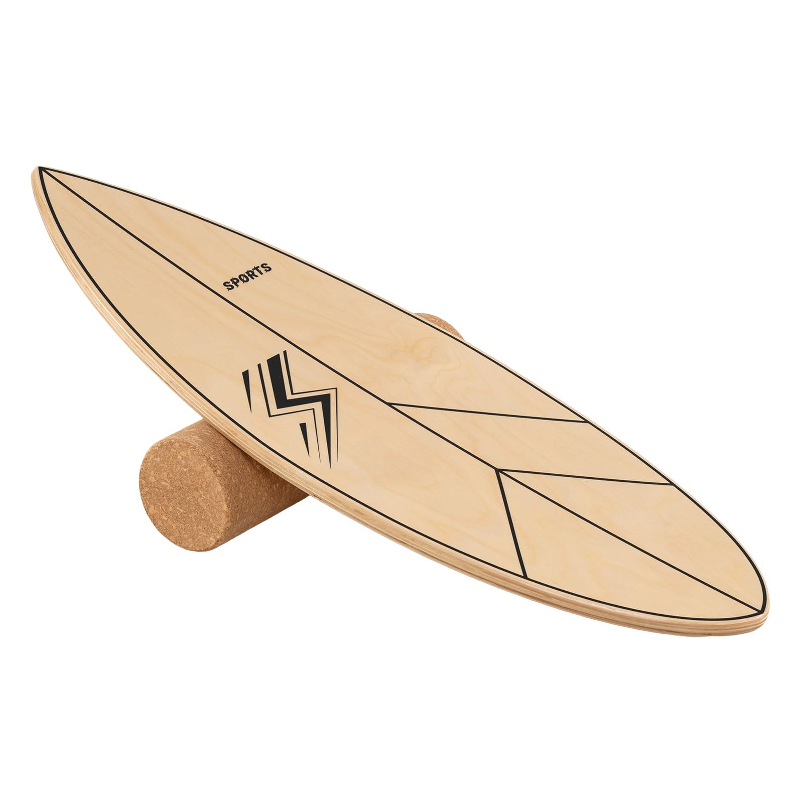 GYMAX Wooden Balance Board, Advanced Wobble Board with Roller, Balance Trainer for Surfing Skateboarding Snowboard Ice Hockey Training (Natural+Black)