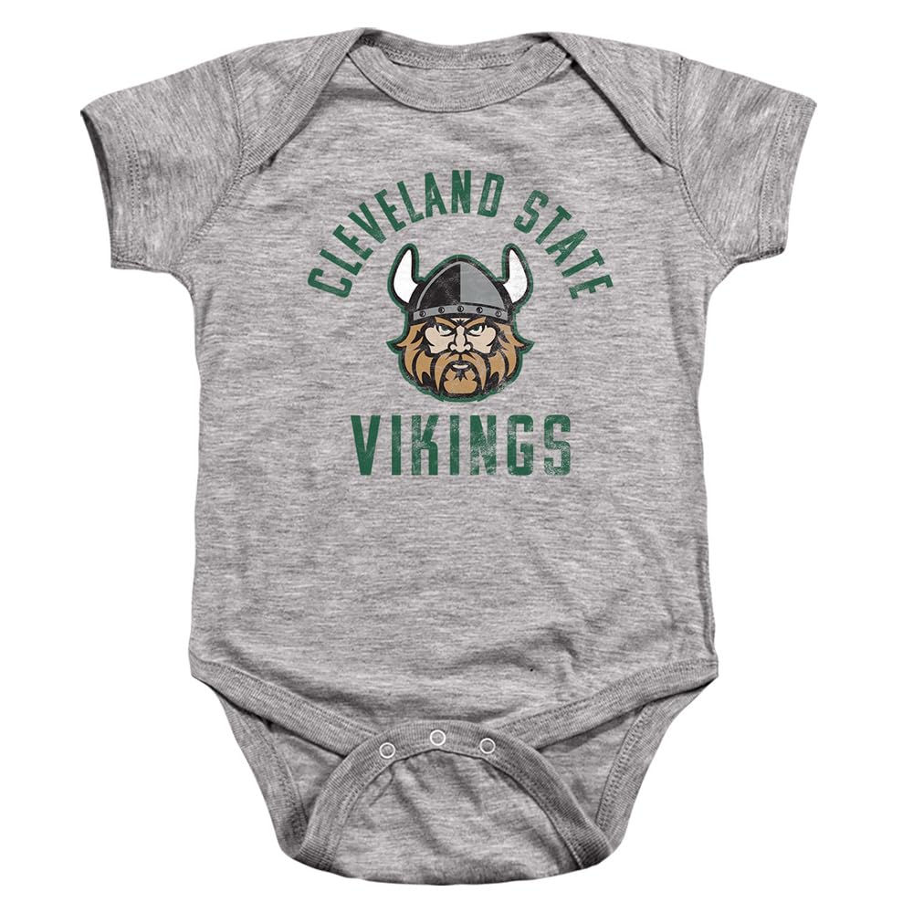 Cleveland State University Official Vikings Logo Unisex Infant Snap Suit for Baby,Athletic Heather, 12 Months