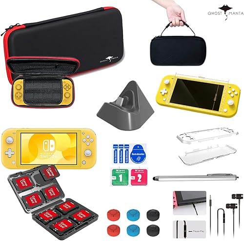 Miniatura 7 de Switch Lite - Kit de accesorios 12 en 1 para consola Nintendo Switch Lite, paquete de mini base de carga, auriculares, funda protectora, bolsa de