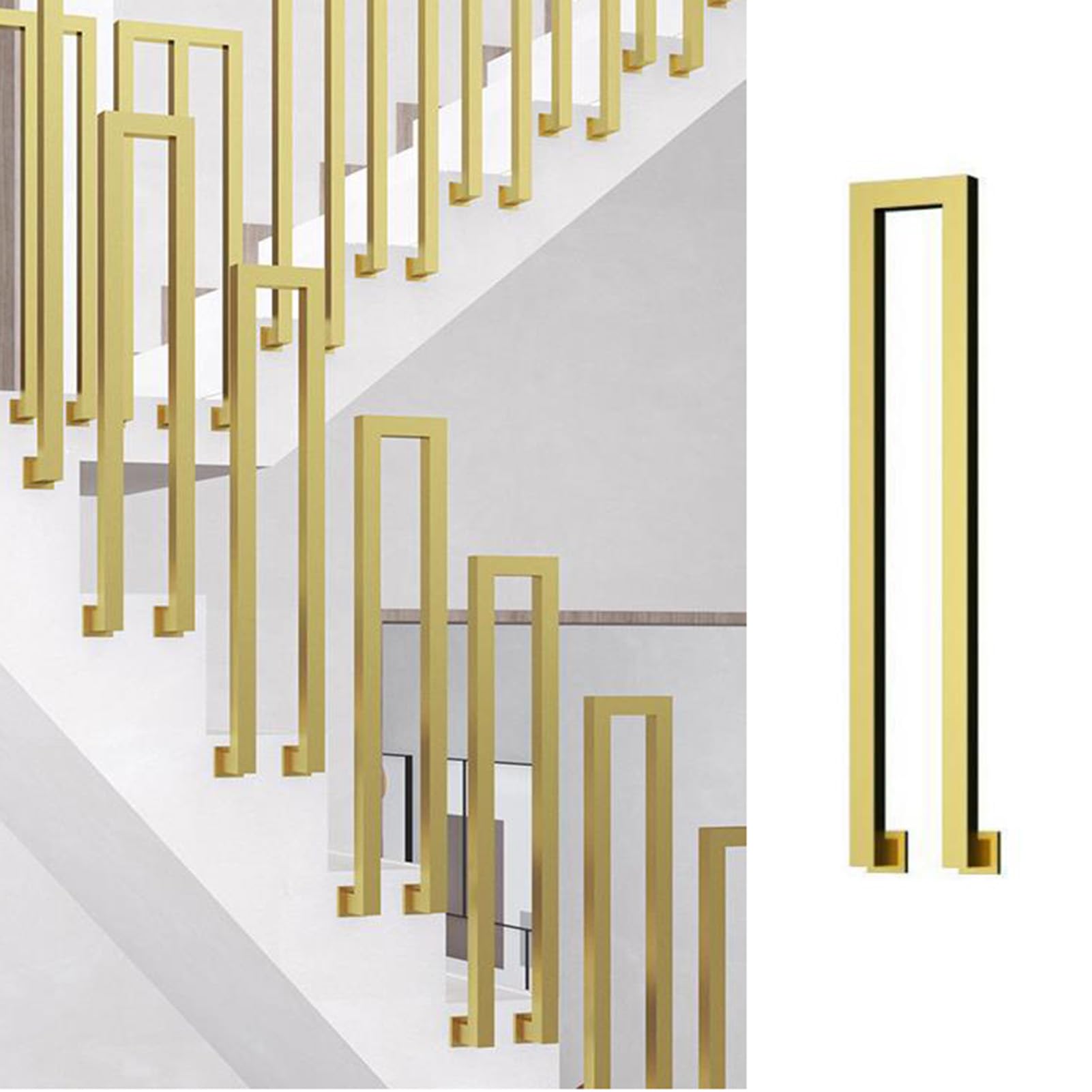 Barreaux de garde-corps de grenier dorés pour escalier de villa familiale