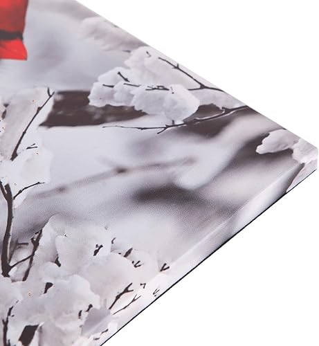 Miniatura 8 de NIKKY HOME Lienzo con iluminación LED de 16 x 12 pulgadas, impresiones artísticas de pared iluminadas con cardenal de pie en la rama, imagen de