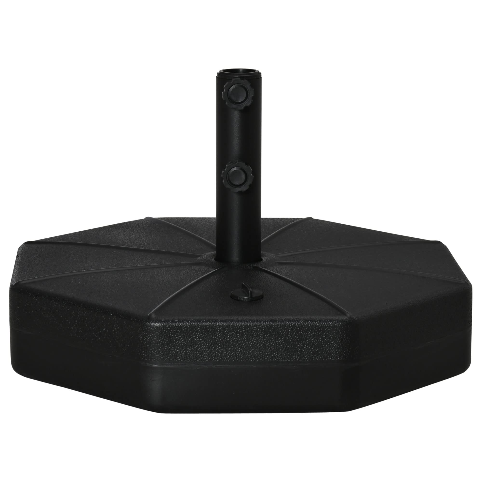 Outsunny Base para Sombrillas Rellenable de Agua 28 kg o Arena 40 kg Soporte de Parasol Octagonal Apto para Postes de 38mm 48 mm para Jardín Terraza Ø60x36 cm Negro