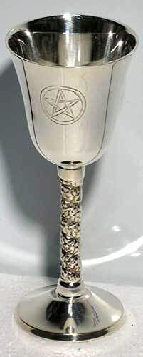 New Age Imports Inc - Cáliz de pentagrama de 5 pulgadas de alto chapado en plata 100 latón macizo