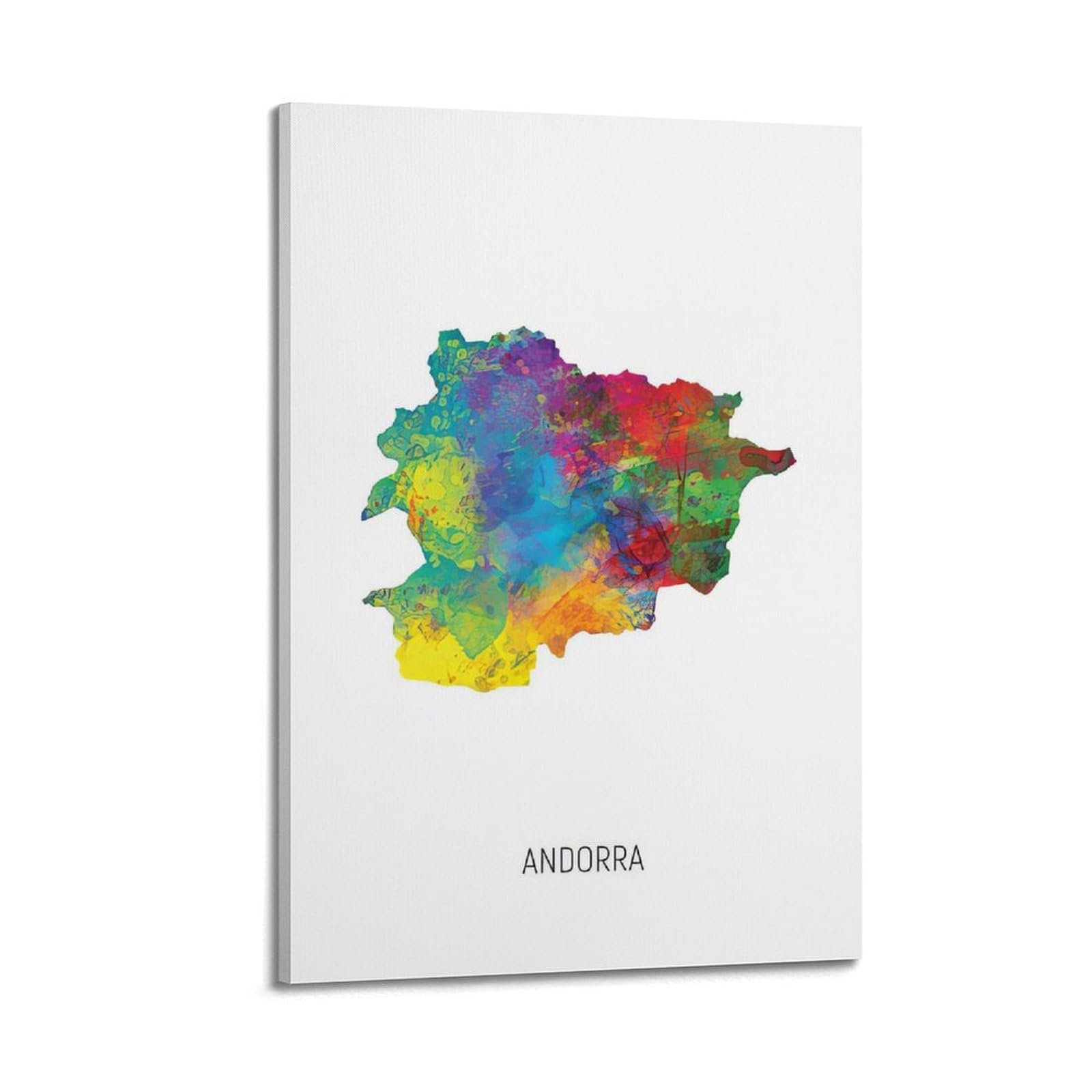 MJZLQN Map Poster Of Andorra With Watercolor Poster Decorative Painting Canvas Wall Posters And Art Picture Print Modern Family Bedroom Decor Posters 20x30inch(50x75cm)