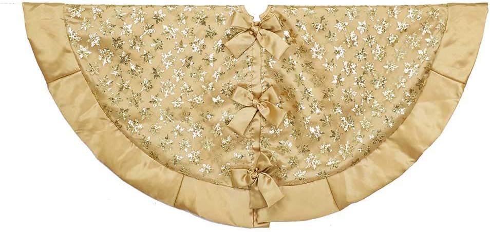 Kurt Adler TS0197 48" Gold Sequin Snowflake Treeskirt