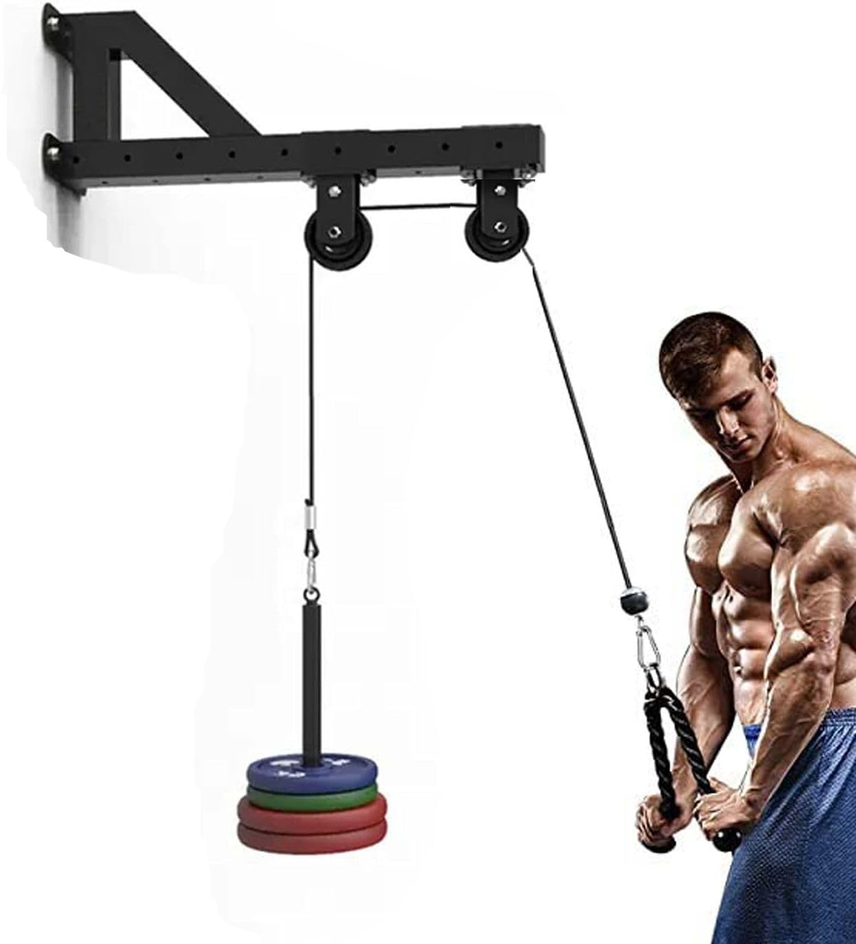 3M Adjustable Cable Pulley Attachments, Steel Gym Wire, Lift Dual System Tri-Rp Weight Lifting Bar ()-image-44