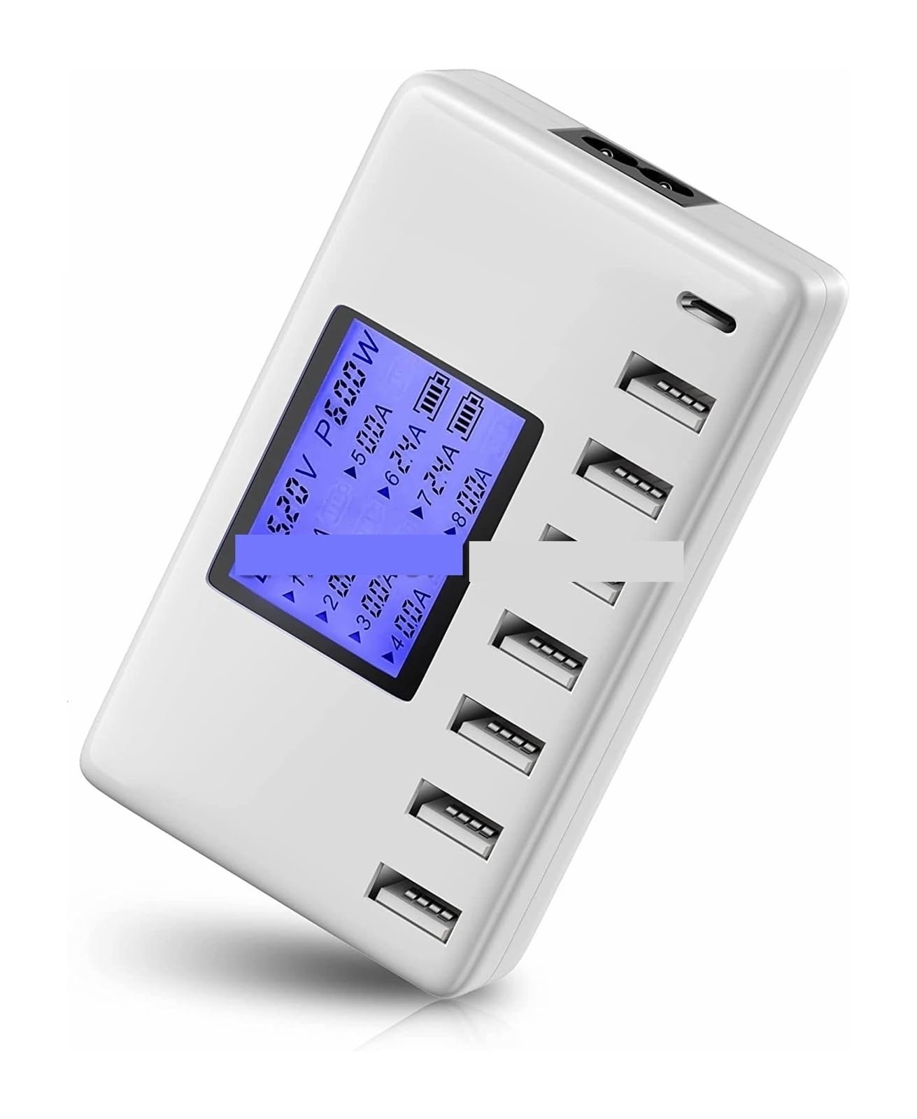 Ładowarka USB, Stacja ładująca USB 8 portów 60 W/12 A wieloportowa ładowarka USB typu C z wyświetlaczem LCD do telefonów komórkowych i tabletów wielu urządzeń