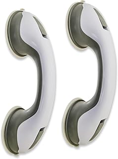 2 Pack Shower Grab Bars, 12 Inch Suction Cup Handle for Bathtub & Shower Safety, Strong Hold Bath Hand Rail for Elderly, Seniors, Injury, Non-Slip Balance Aid, No Drill Installation