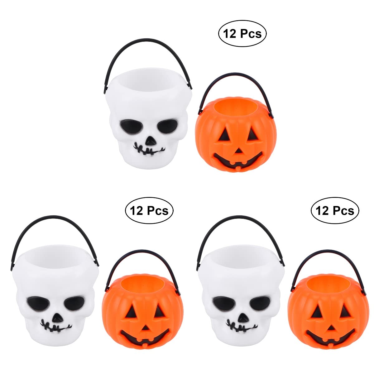 36 sztuk Mini Halloween wiadro z dyni nowość dzieci cukierek lub psikus wiadro czaszka dynia cukierki wiadro uchwyt Decor na impreza z okazji halloween