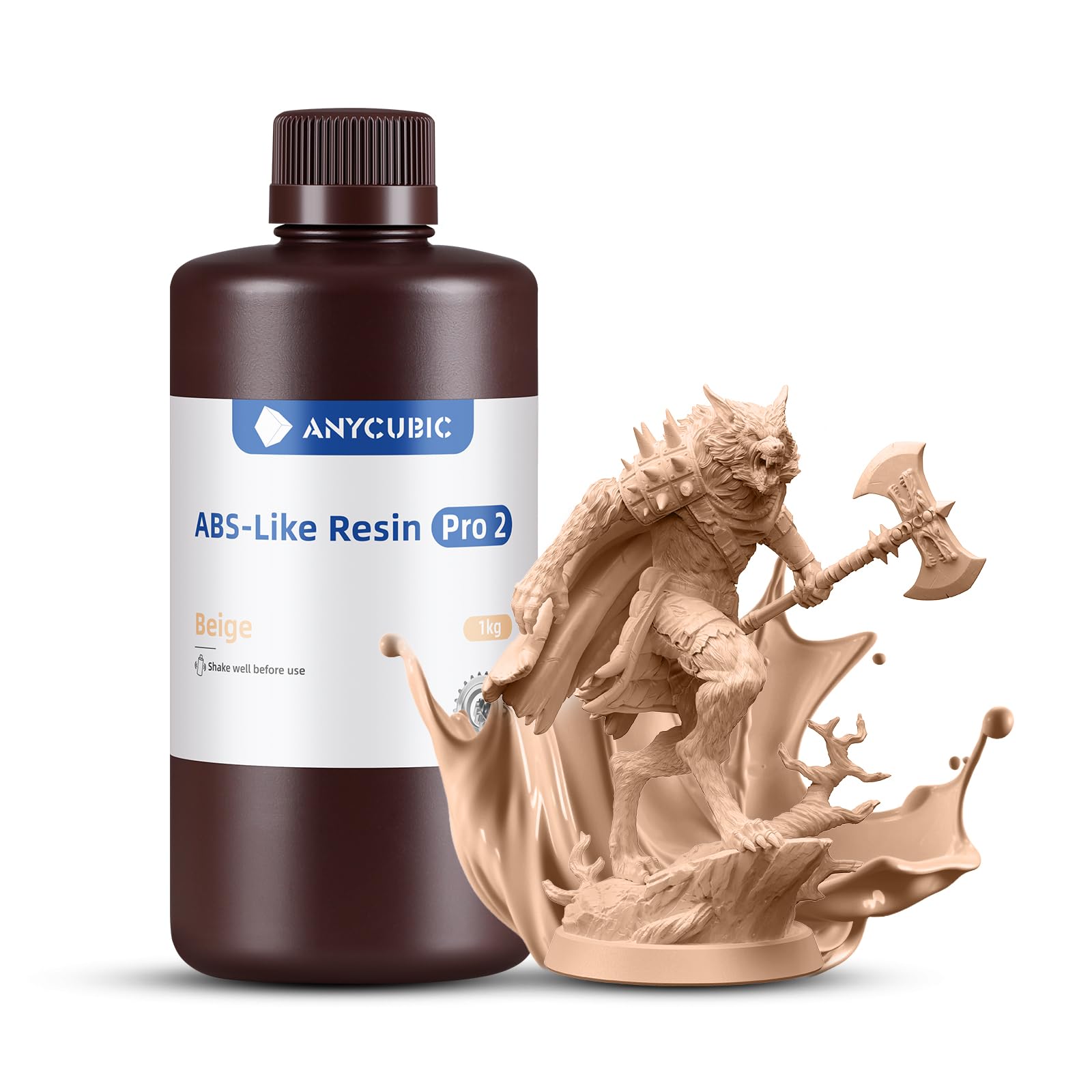 ANYCUBIC abs pro 2 type 3d printer resin, stronger and tougher, high precision and long lasting, low odor, wide compatibility for all lcd resin 3d printers (beige, 1-image-47