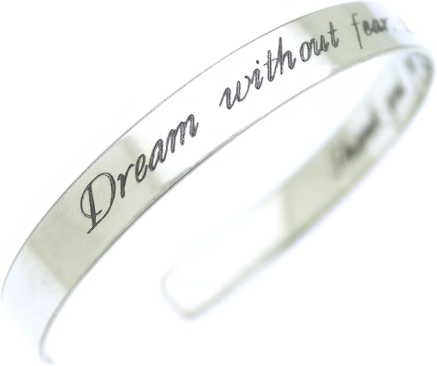 NadinArtDesign Personalized Cuff Bangle Bracelet Engraved Silver Cuff for men Engravable Flat Bracelet Custom Engraved Text Inspirational Bangle Birthday Gift for Men