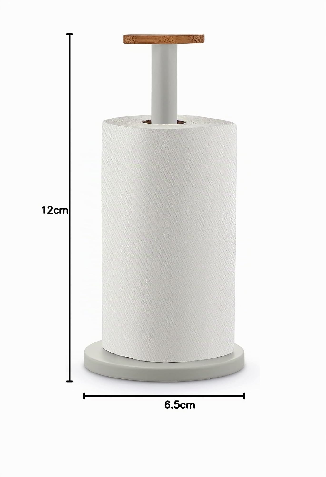 Alessi Mattina BG05 WG Portarotolo da Cucina di Design, in Acciaio Colorato con Resina Epossidica e Pomolo in Legno di Bambù, Warm Grey