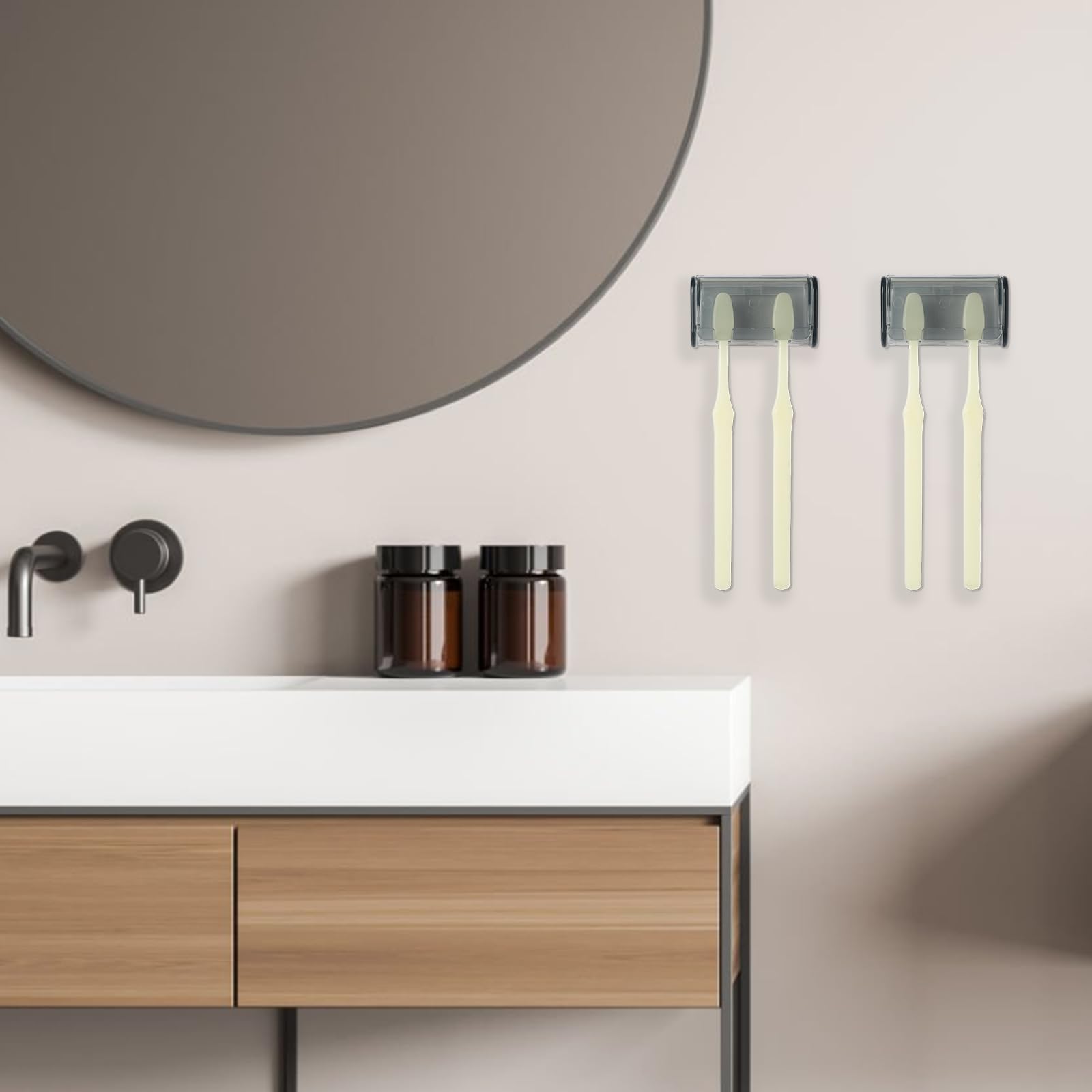Zahnbürstenhalter Zur Wandmontage – 2 Stück, Einzelschlitz-Design Mit Abdeckung, Feuchtigkeitsbeständig, Für Familie