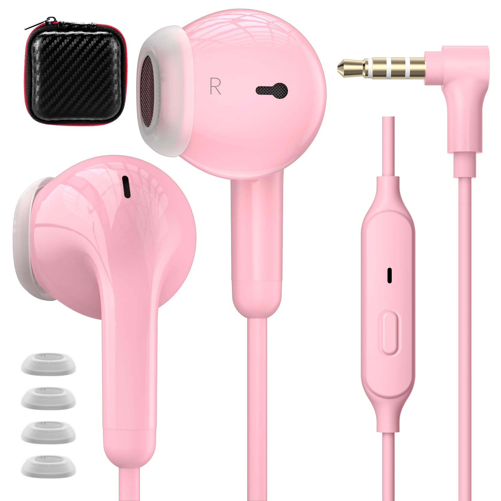 APETOO 3.5mm Wired Earbuds in-Ear Headphones with Mic & Mute for MacBook | Plug in Ear Buds Aux, HiFi Stereo Audio Jack Corded Earphones for Chromebook/HP/Laptop/PC/Kid/School/Airplane/Travel, Pink-picture-17
