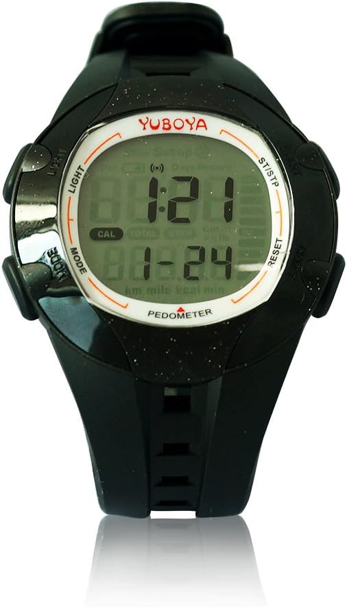 Yuboya Multi-functional Waterproof Sport Watch with Backlit Digital3D Calorie Wrist Pedometer Watch With High-grade PU Watchband, With 6 Mode-- Pedometer Mode; Stopwatch Mode; Date&Time Mode ; Accumulate Data Mode; Alarm Mode; Data Memory Mode (Black)