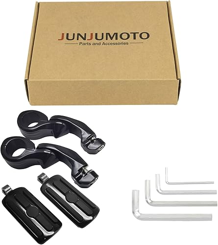 Miniatura 6 de Nueva generación Reposapiés ajustables para autopista con abrazadera de montaje para Harley Touring Street Glide Road Glide Electra Glide Road King