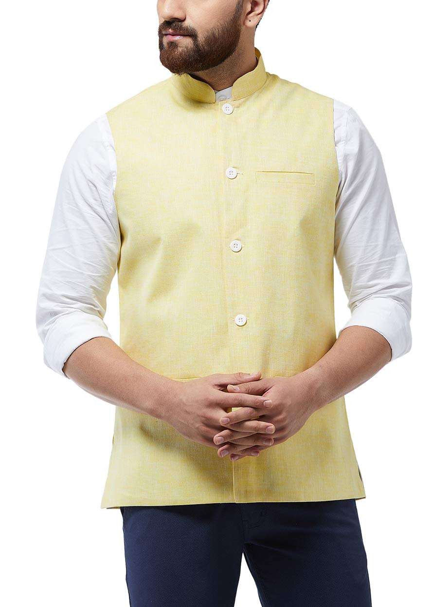 (Since 1958 Men's Cotton Linen Blend Waist Coat-image-42