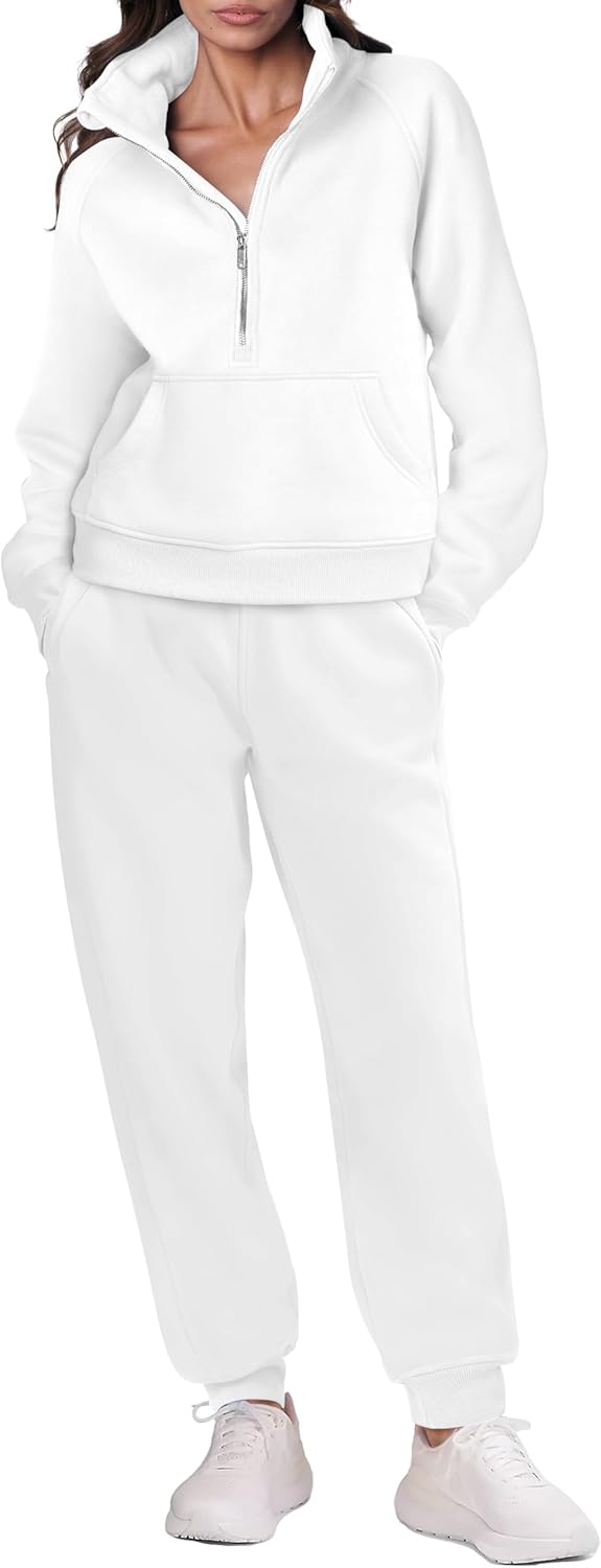 ANRABESS Womens 2 Piece Outfits Sweatsuit Zip Up Sweatshirt Jogger Sweatpants Tracksuit Matching Lounge Set 2024 Fall Trendy