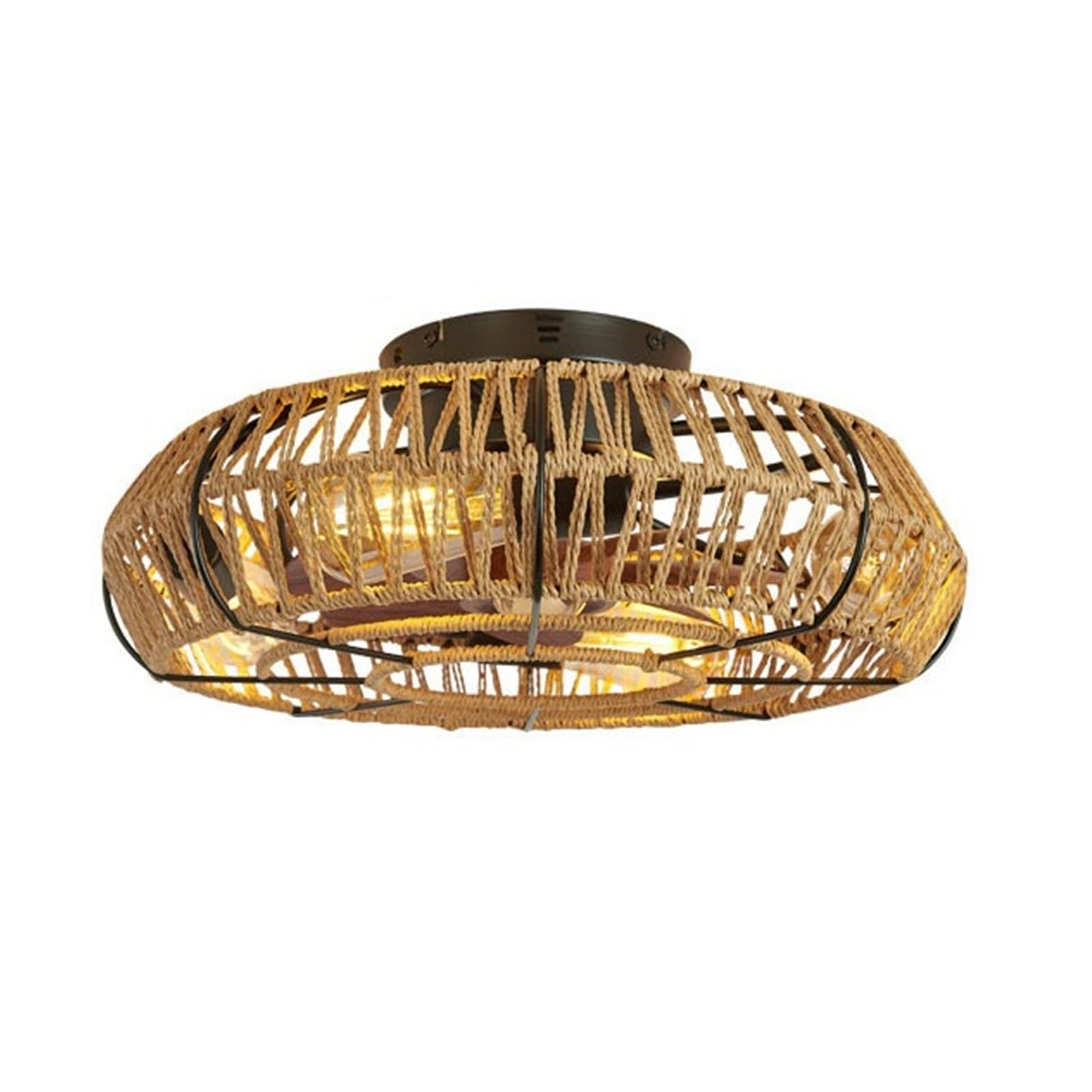 ERETYRET Hand Made Rope Lamp with Ceiling Fans Motor Decorative Fan Ventilator Light Quiet Cooling