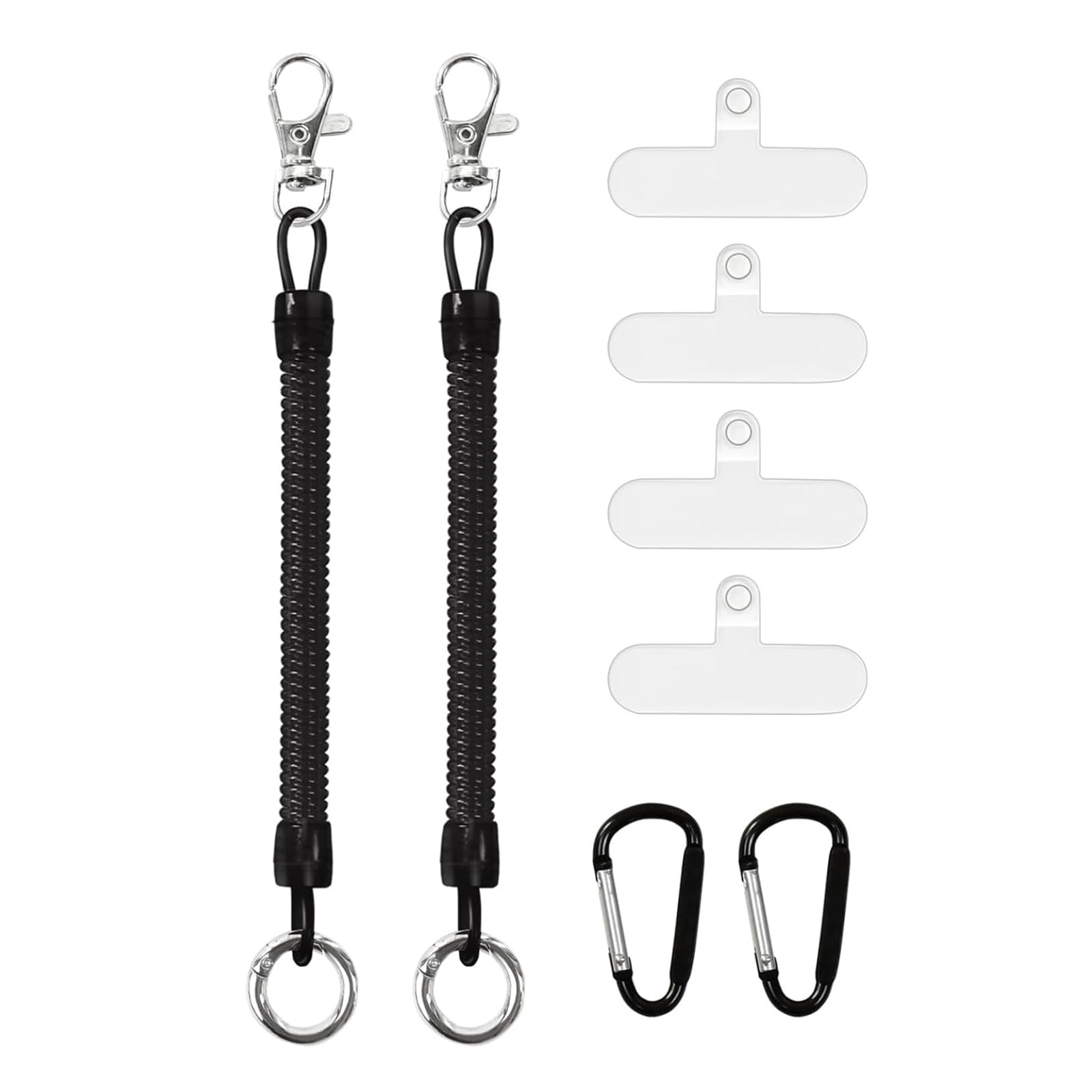 Shurhome Phone Lanyard Tethers with Patches Carabiner Stretchy Strap for Outdoor Skiing Cycling Retractable Anti Lost Phone Security Strap with Spring Cord