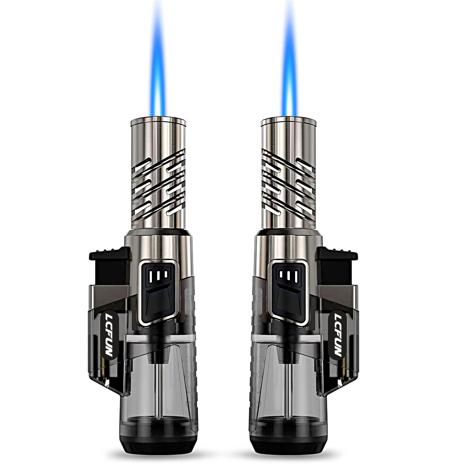 View 1 of 2 Pack Torch Lighter Windproof Single Jet Flame Refillable Butane Lighter