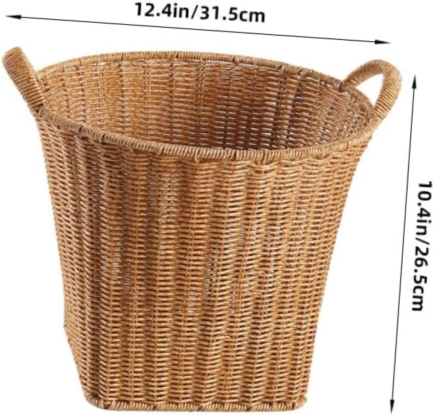 Imitation Rattan Basket with Double Handles Large Empty Wicker Baskets for Storage