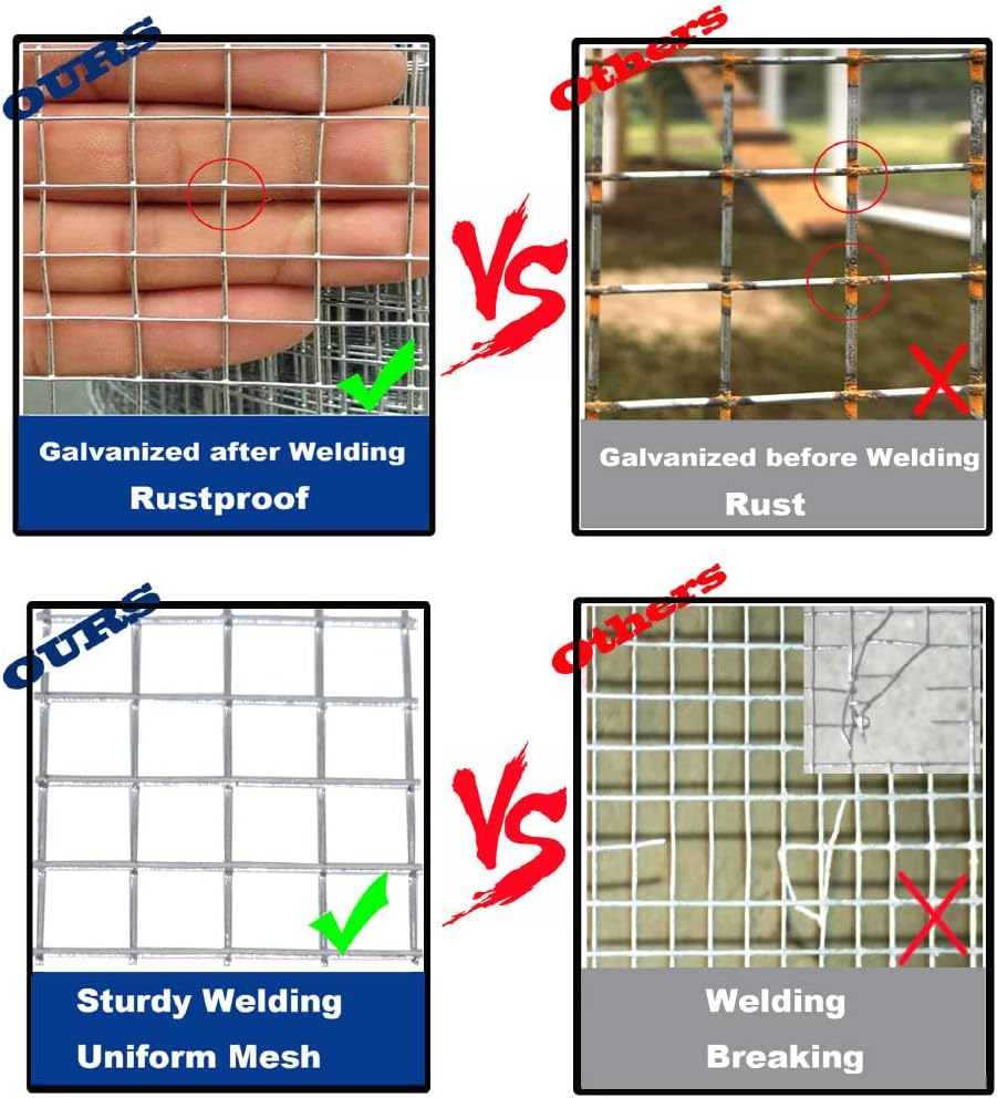 Rocicmhy Hardware Cloth 1/2 inch 36x50 ft & 1/4inch 48x50 ft,Chicken Coop Wire,Hot Dipped Galvanized Wire Mesh Roll,Chicken Wire Fence Rolls,Welded Wire Fencing,Rabbit Wire Mesh for Chicken Wire Fenci - - 