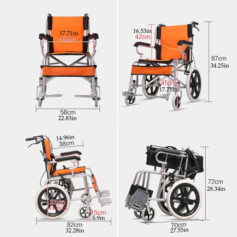 Silla de Ruedas Manual,Sillas de Ruedas Silla de Ruedas de Aluminio, Chasis Ligero Y Plegable, Silla de Ruedas con Propulsión Auxiliar/Blue