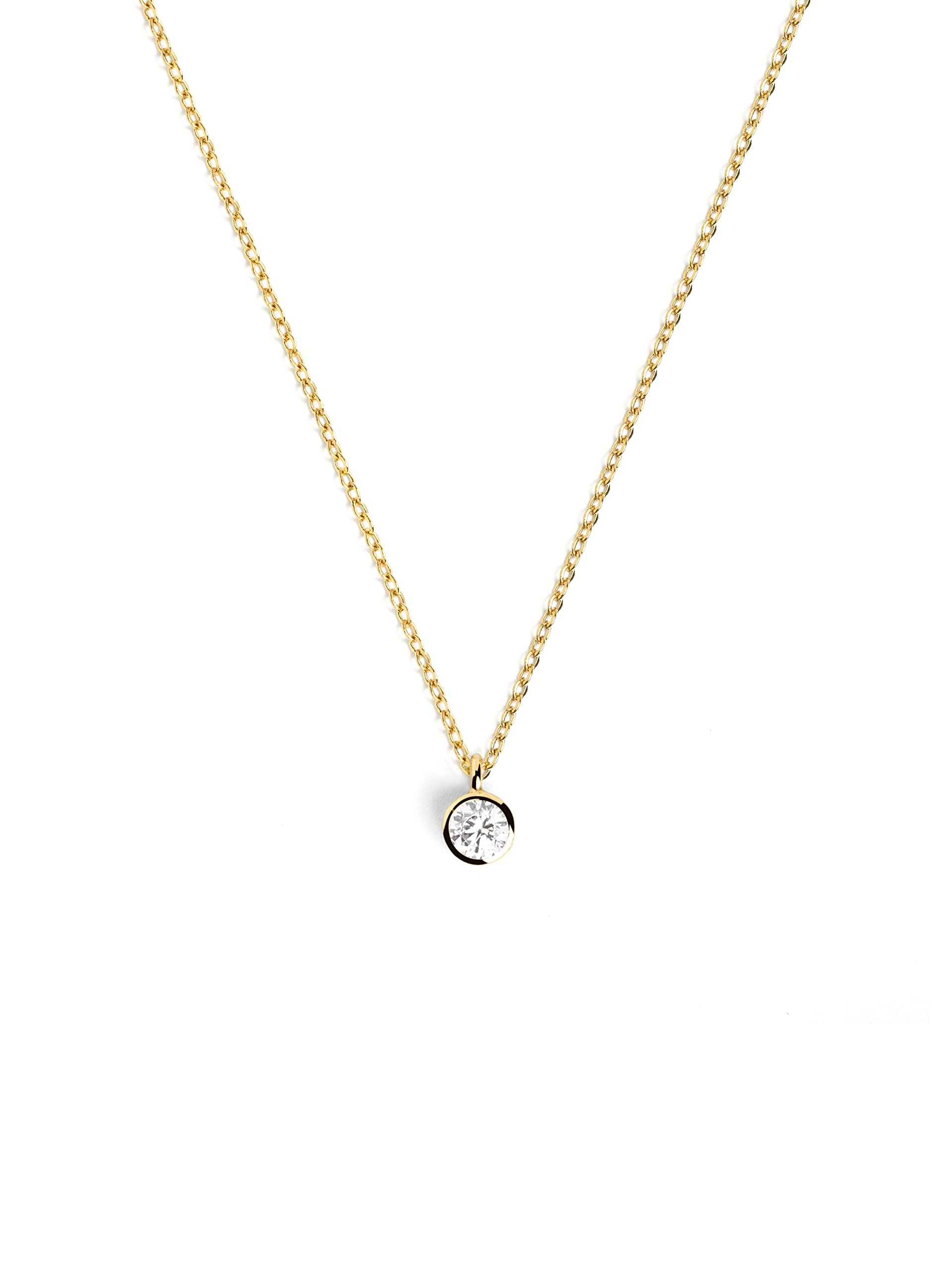 SINGULARU Collar Single Diamond - Colgante en Plata de Ley 925 y una Circonita - Cadena de Talla Unica - Joyas para Mujer - Hecho en España- Varios Acabados