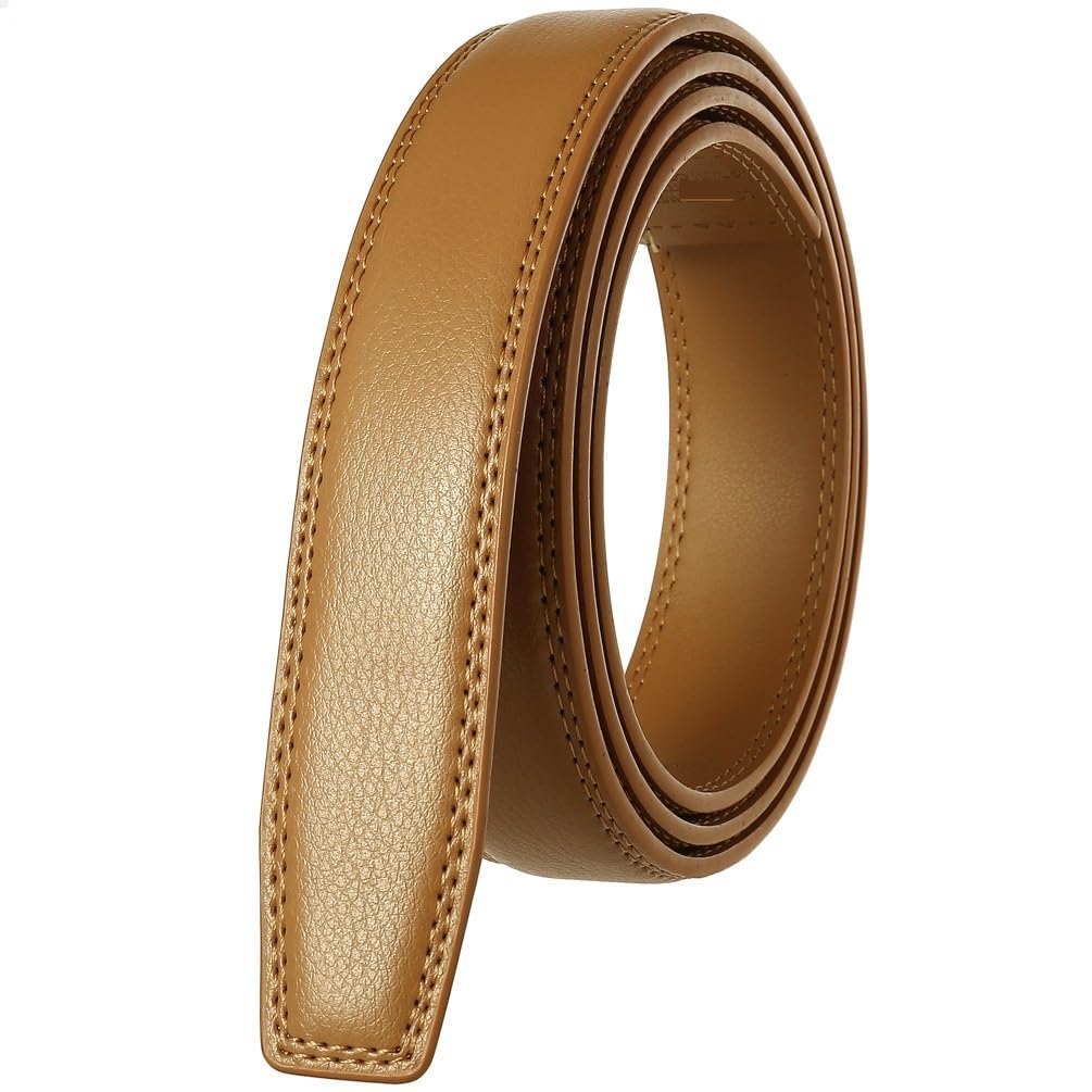 SHDEYAVK Mens Belts, 3.0cm Men's Belt Without Buckle Leather Belt No Buckle Automatic Leather Replacement Belt For Mens(H,130)