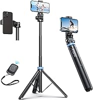 Kaiess 62" Extendable Phone Tripod & Selfie Stick with Remote - Break-Proof, Lightweight for iPhone Android Vlogging Group Photos