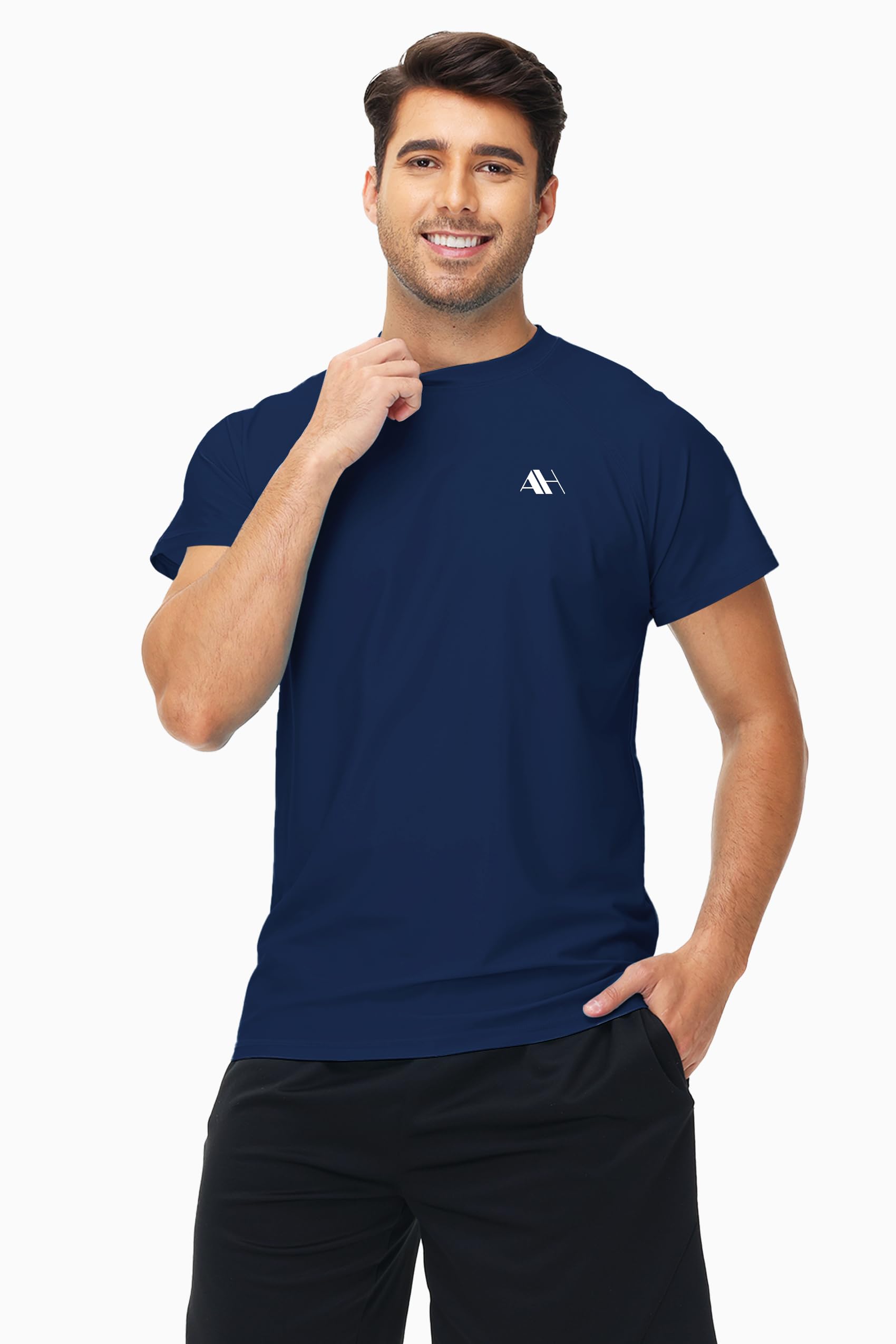 Herren Schwimmshirt Kurzarm UV Schutz T-Shirt Schnelltrocknend Rashguard Sport Shirt