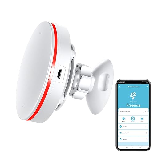 Immagine del prodotto Sensore intelligente di riconoscimento umano, allarme sirena rilevatore di movimento radar d'onda millimetrata, monitoraggio dell'illuminazione, rilevamento del movimento umano e presenza statica.