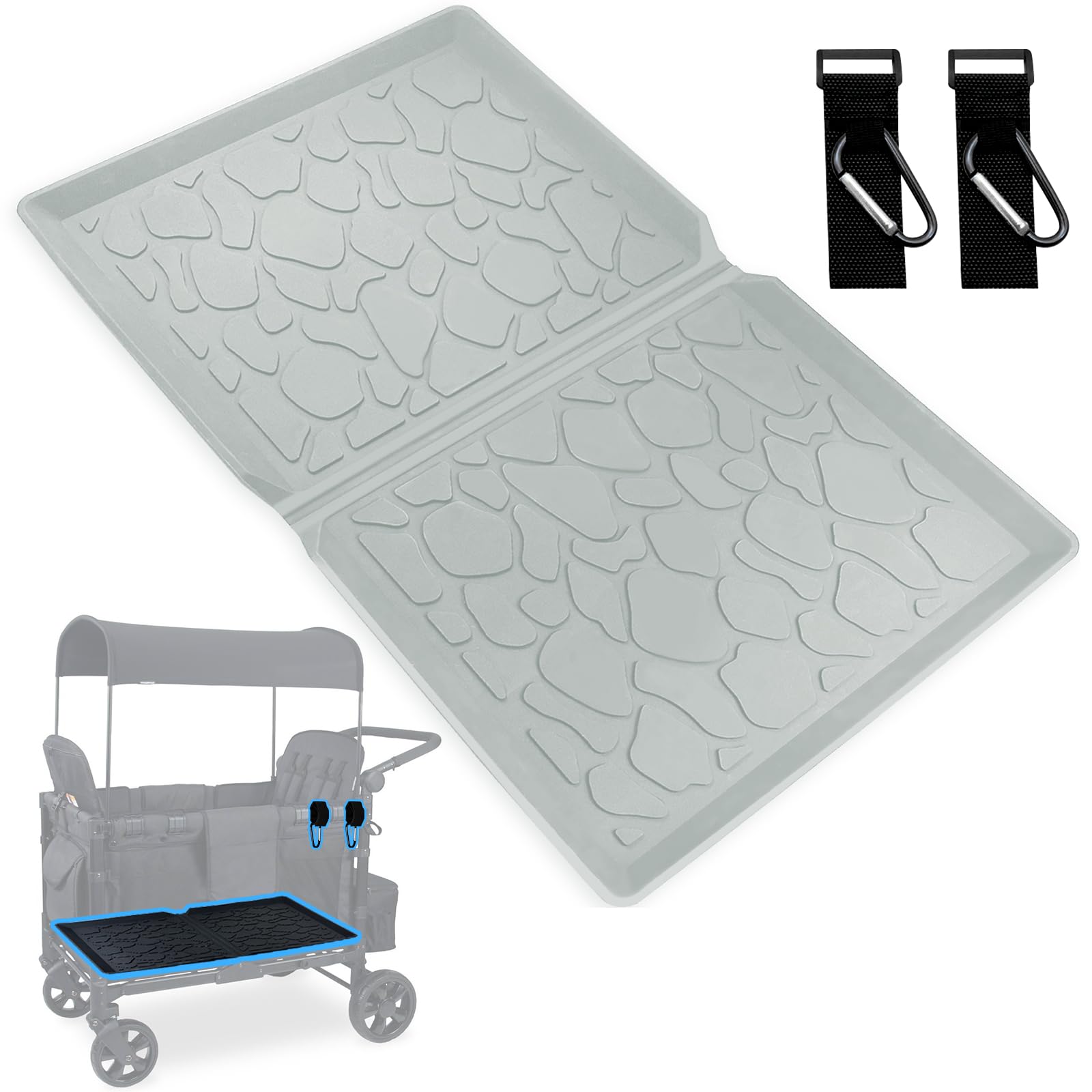 Myvikcar All Weather Mat for W2 Series, 30x16 inch Stroller Wagon Accessory for Wonderfold (Grey, W2)