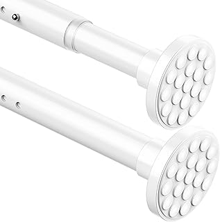 Shower Rail No Drill Curtain Pole Extendable Shower Curtain Pole Extra Long Tension Rod for Living Room,Bedroom, Bathroom,Balcony White(300-355CM Φ32mm)