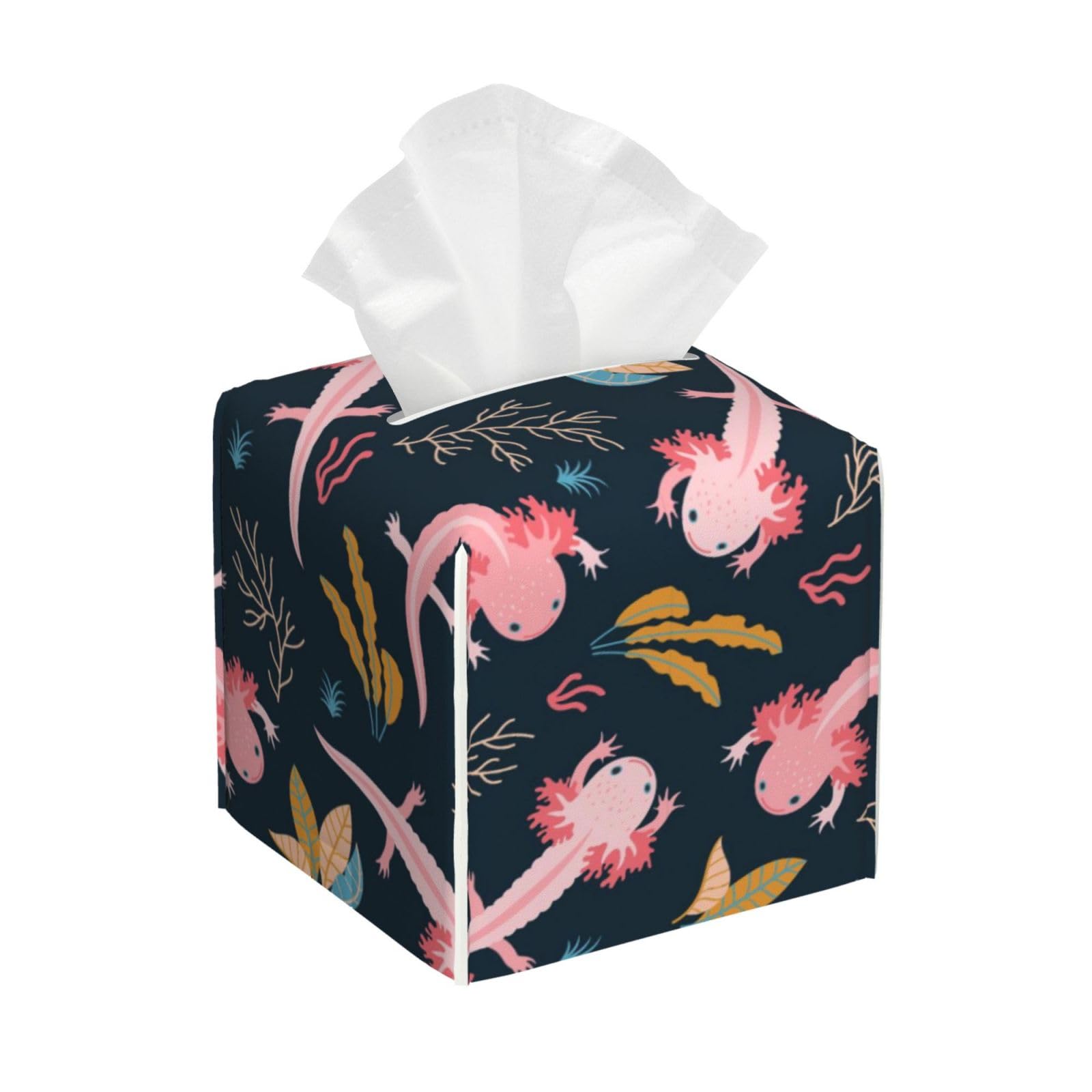 Axolotl Sea Square Tissue Box Cover with Modern and Stylish Bottom Tissue Box Storage Space
