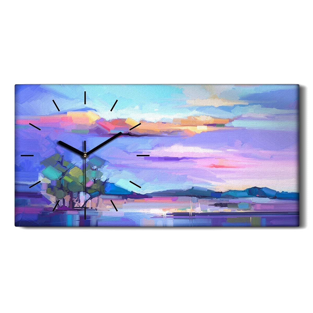 Horloge sur toile Coloray 60x30cm au design moderne et finition premium sans bruit