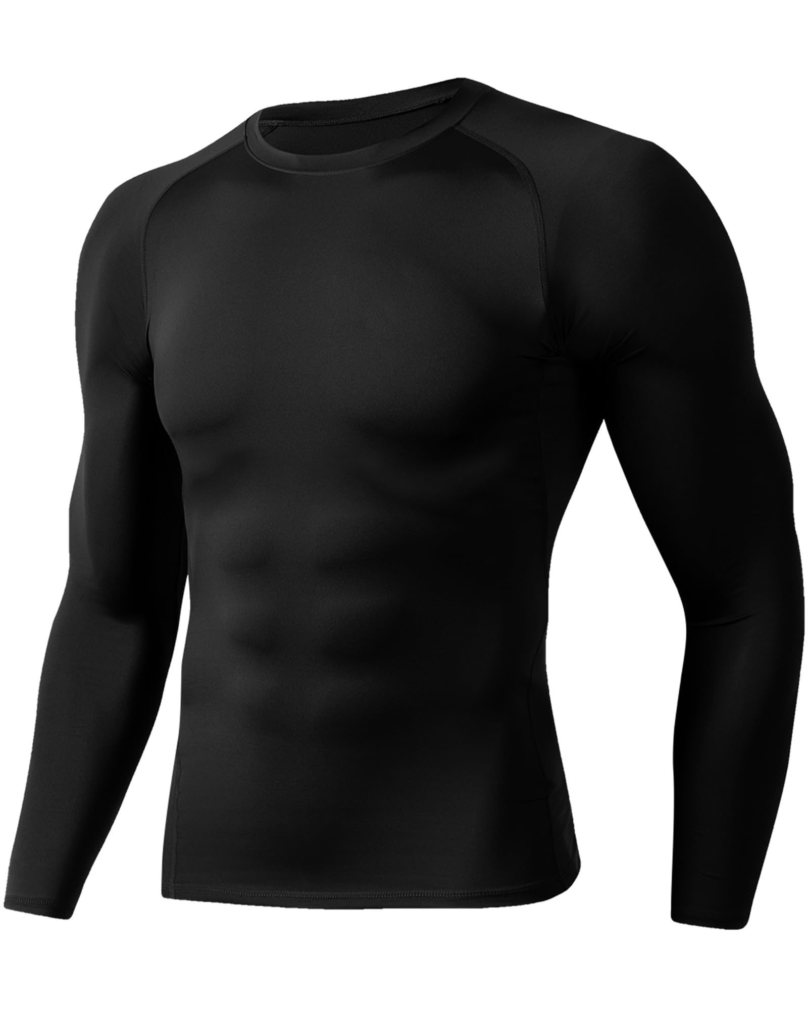BOOJO Compression Shirts for Men - Long Sleeve Black Workout Base Layer Athletic Gym Tops Quick Dry Running Undershirts OEKO-TEX STANDARD 100