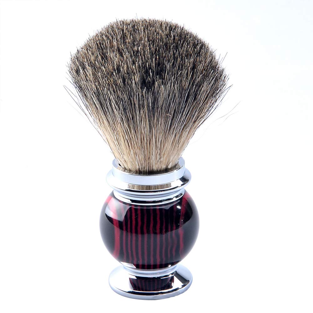 Shaving Brush,100% Professional Silvertip Badger Bristle Brush with Stripe Resin + Heavy Alloy Base and Ergonomic Handle Christmas Gift (red and black)