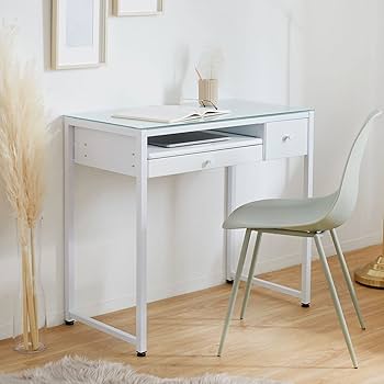 最終値下げ]コンパクト マーブル/ホワイト 引き出し付き デスク