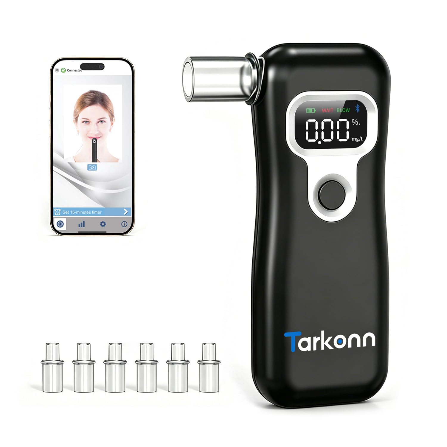 Personal Breathalyzer - Fuel Cell Sensor Alcohol Tester with App, Alcohol Breath Tester (S)