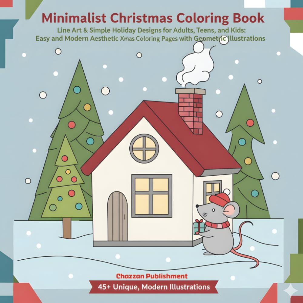 Minimalist Christmas Coloring Book Volume 2: Line Art & Simple Holiday Designs for Adults, Teens, and Kids: Easy and Modern Aesthetic Xmas Coloring Pages with Geometric Illustrations