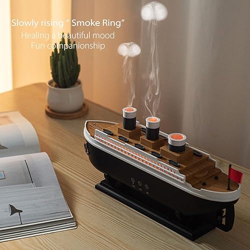 Miniatura 3 de Humidificador único para dormitorio, barco de vapor de medusas, barco de vapor con anillo de humo de medusas, difusor de aceite esencial de aroma