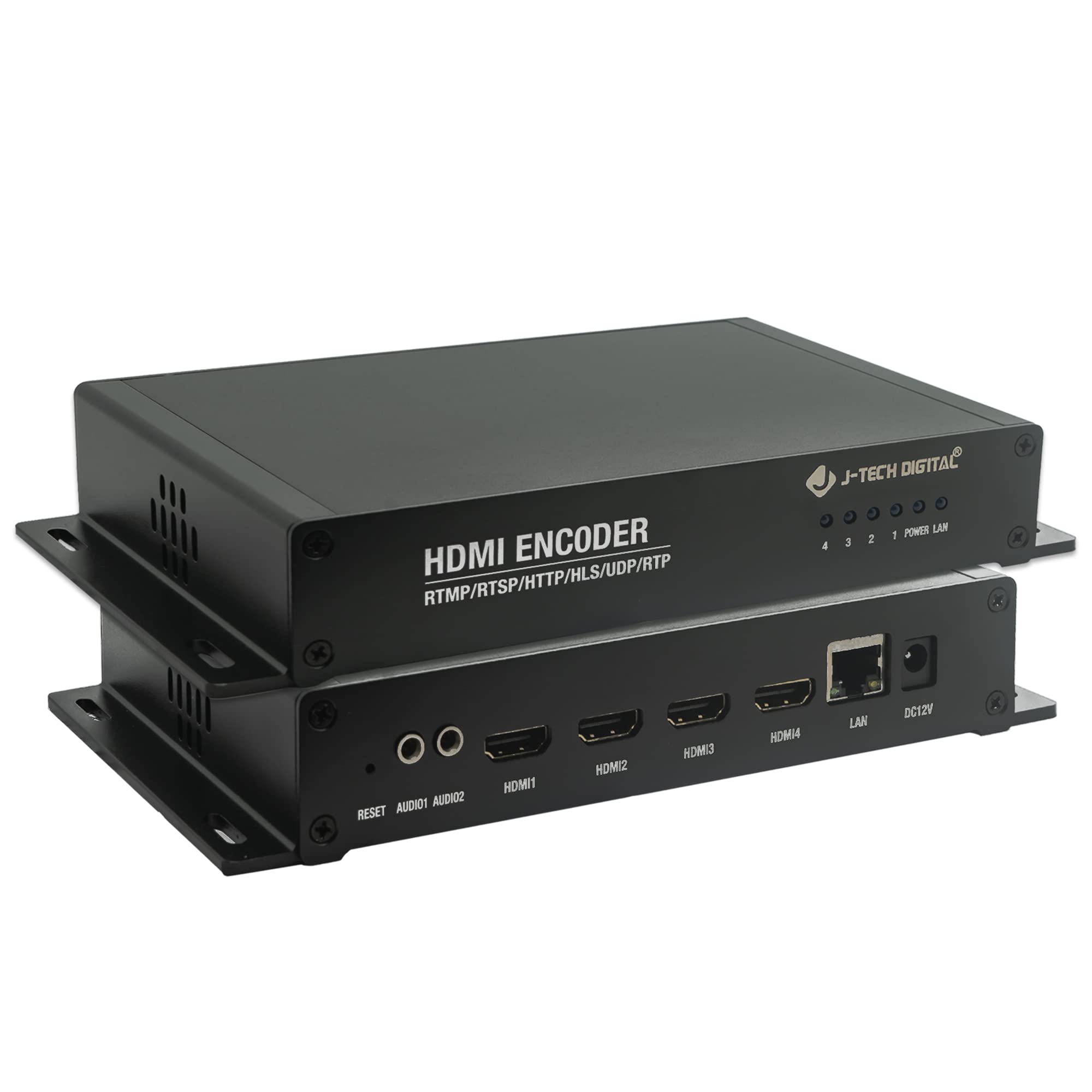 J-Tech Digital 4 Ports H.264 HDMI Video Encoder for Live Streaming Supports 4K 30Hz YouTube Live Facebook Twitch [JTECH-ENCH44]