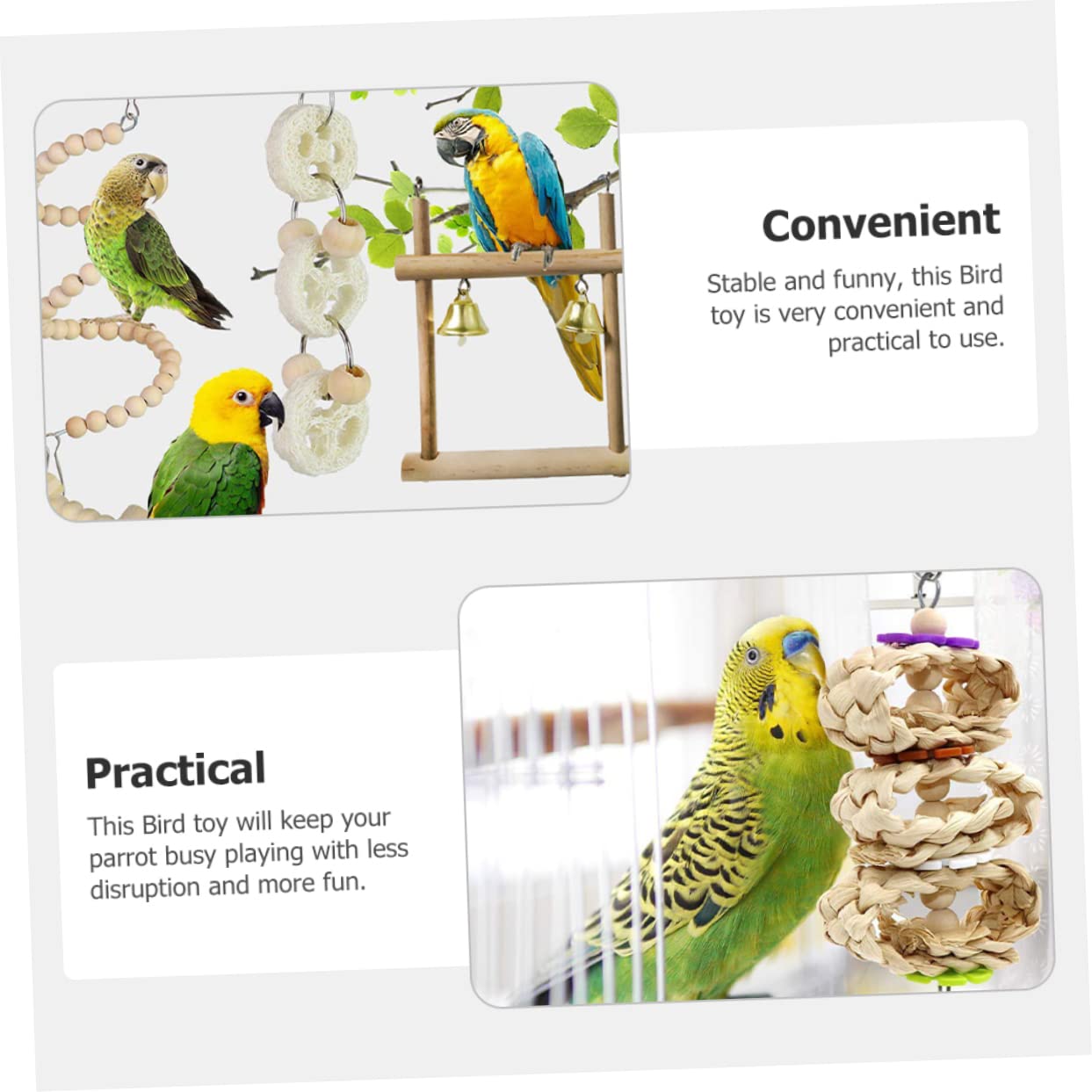 DOITOOL 2juegos Escalera De Madera para Pájaros Juguete Masticable para Periquitos y Cacatúas para Ejercicio y Descanso Jaulas Materiales De Fácil De Colgar